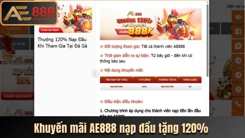 Khuyến mãi nạp đầu cho tân thủ lên tới 120%